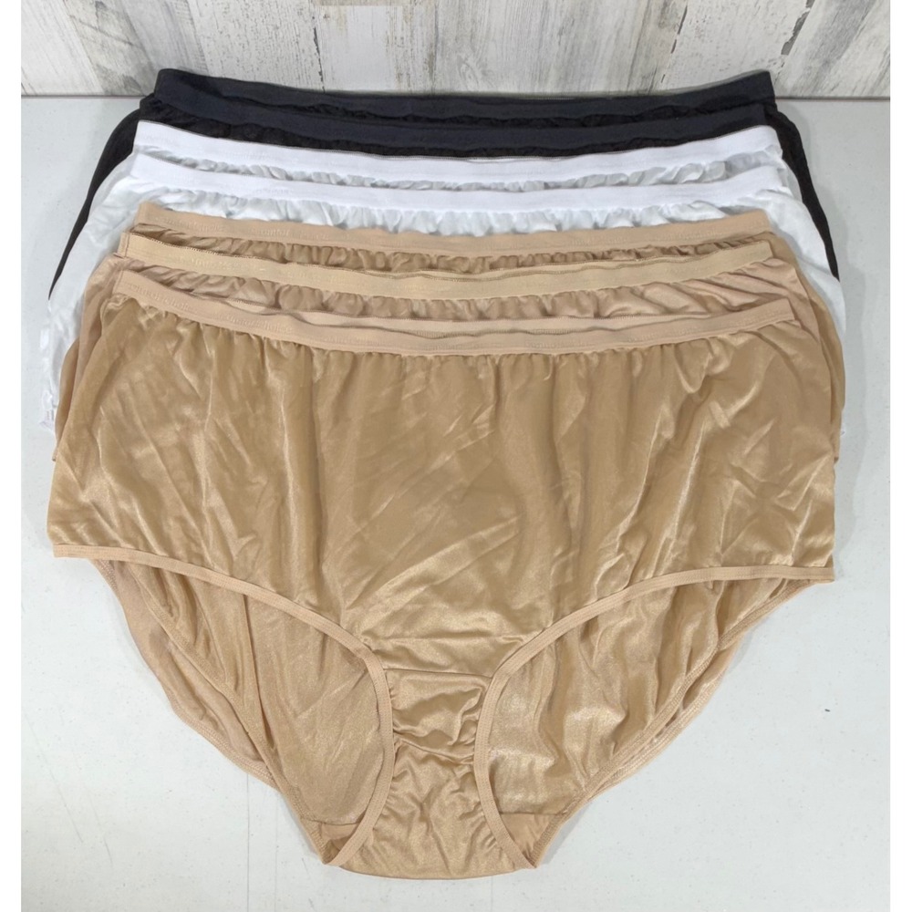 Comfort Choice Panties Size 14 Multi Color Nylon Briefs High Rise Lot of 7